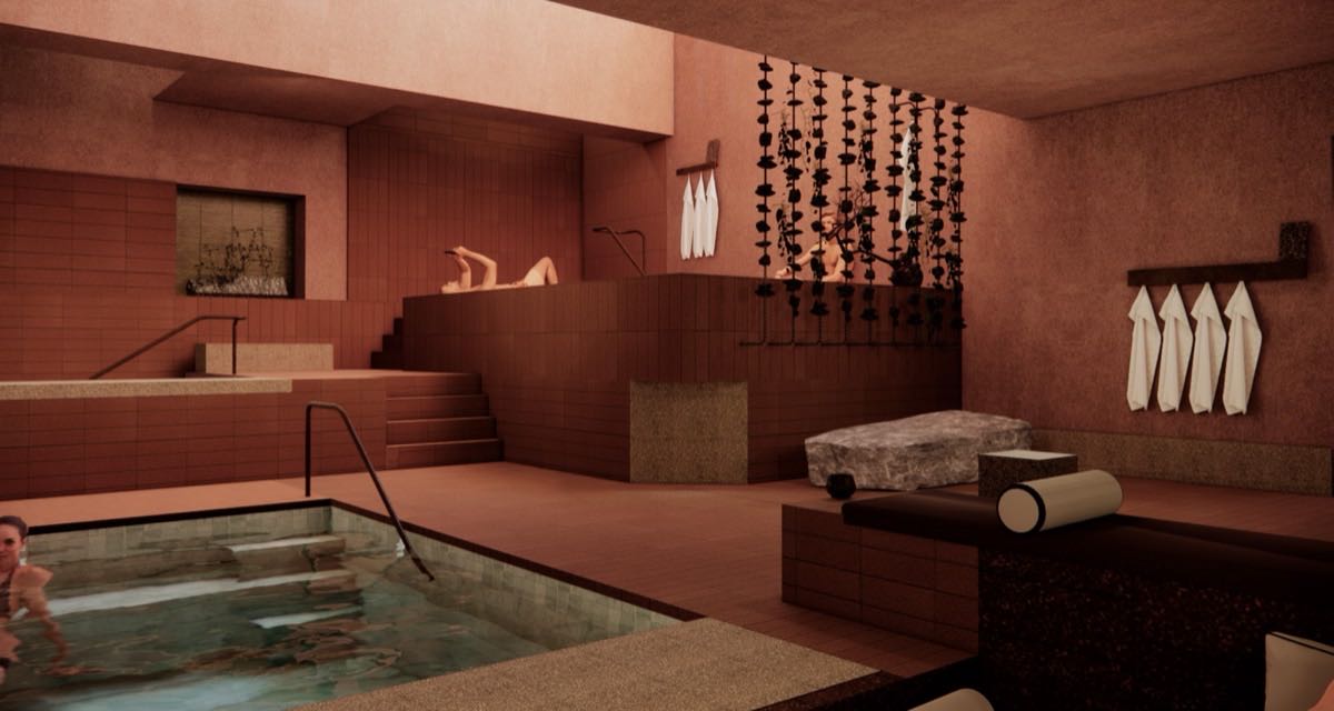 Social pools and planted divider