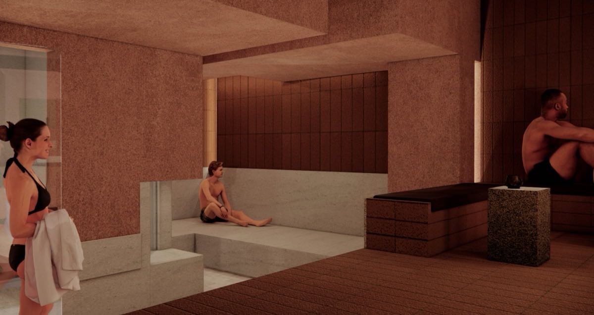 The heated marble bench