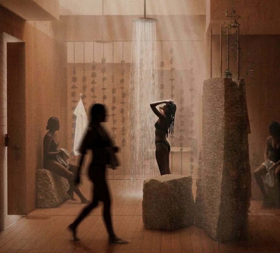 The communal showers
