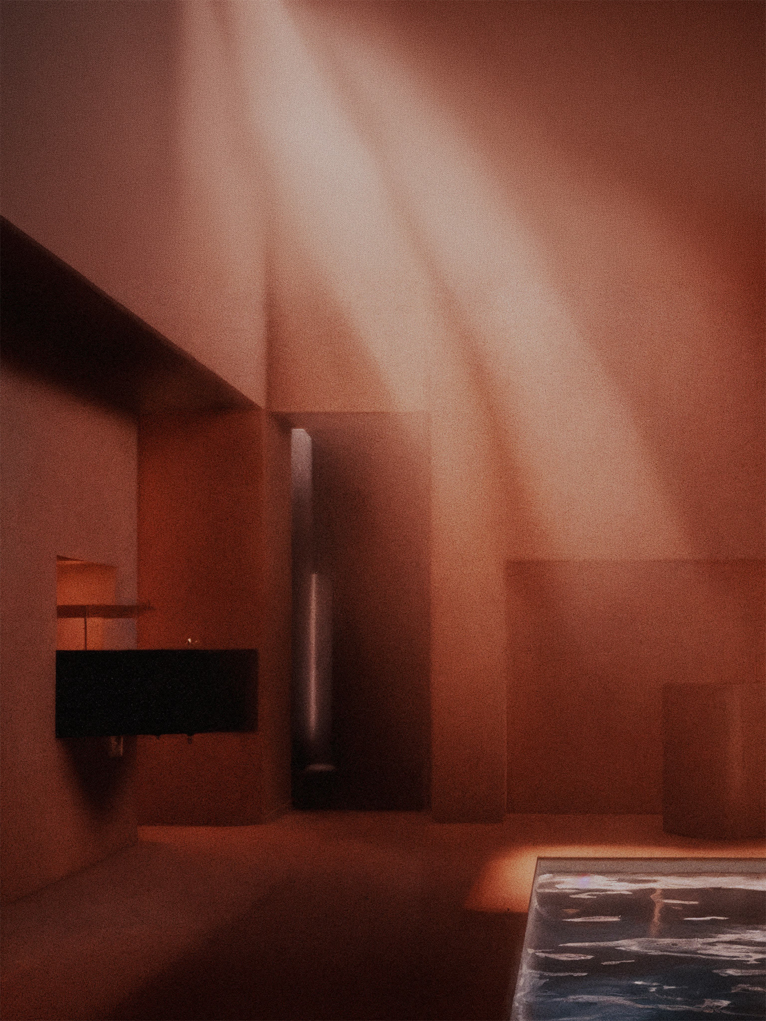 Light shafts over the pool corner