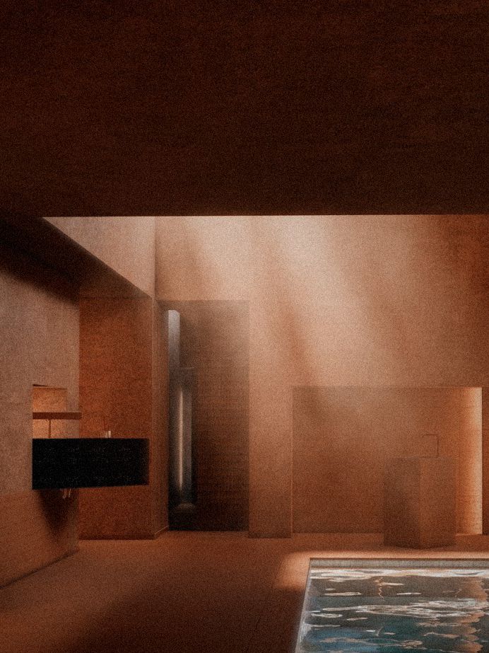 A pool corner in light rays