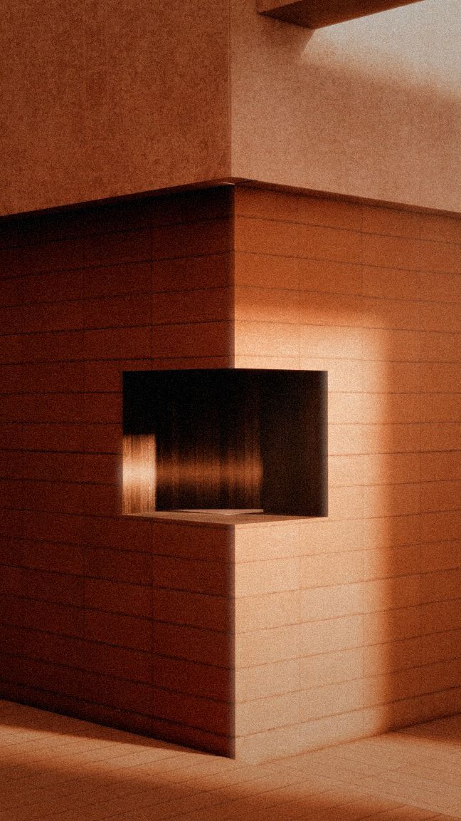 A tiled corner niche