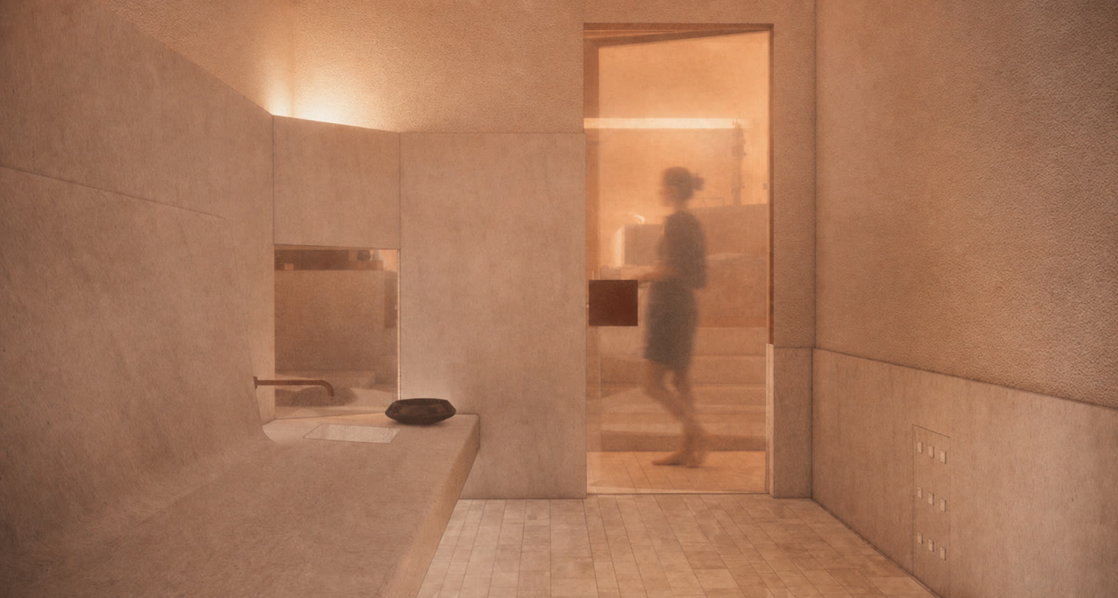The steam room in haze