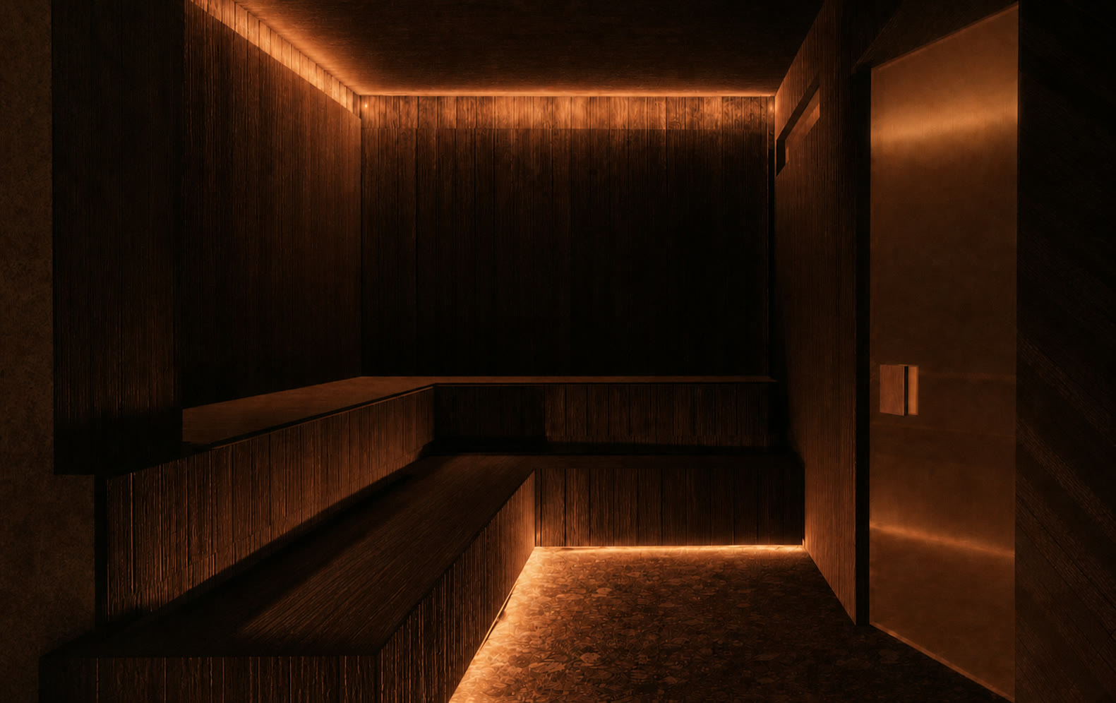 The infrared sauna, bench detail